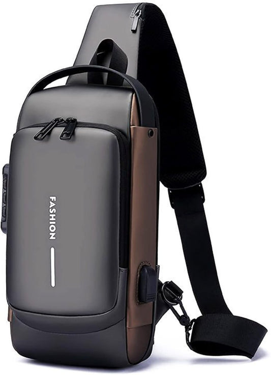 Sling Bag For Men CrossBody Backpack For Men Women, Anti-Theft Chest Bag With USB Charging Port,Messenger Bags, Waterproof Casual Shoulder Bag