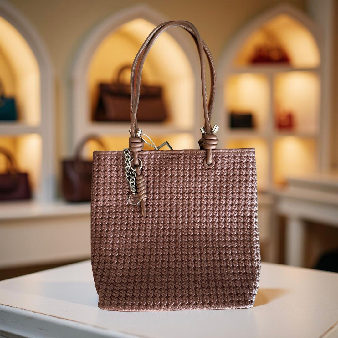 Imported Woven Tote Bag with Magnetic Closure