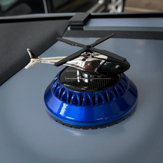 Solar-Powered Car Air Freshener with Rotating Helicopter Display