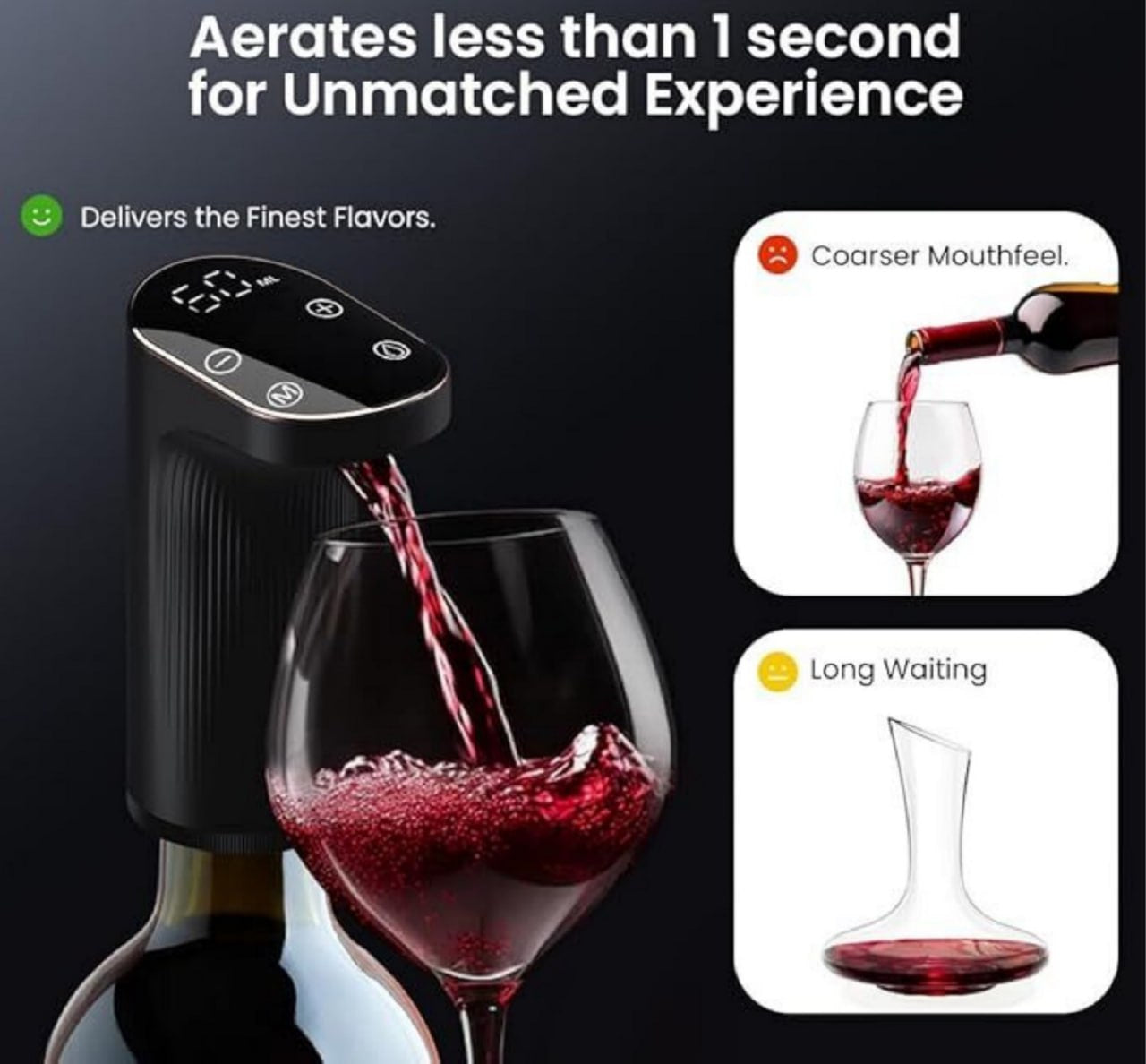 Smart Alcohol Dispenser and Wine Aerator, Peg Measurer Dispenses 1-999ML with Instant Wine Aeration and Self Cleaning