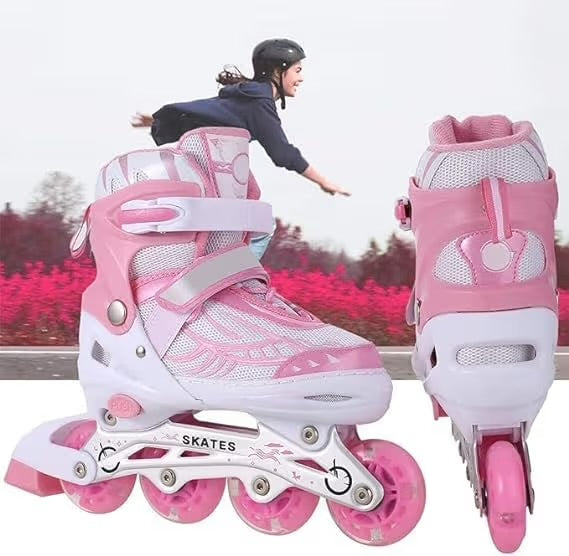 Skating Shoes Inline Skates w/ Light Up Wheels LED Flashing Roller Skates for Kids Boys Girls Adjustable Skating Shoes Comfertable Skate for Outdoor Fun with Roller Skates for 5-16 Yrs Boys and Girls Adjustable Skating Shoes Comfertable Skate for Outdoor