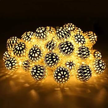 Copper Moroccan Ball 11Ft 16LED Fairy String Light, Diwali Lights For Decoration For Home, Led Lights For Home Decoration, Diwali Lights
