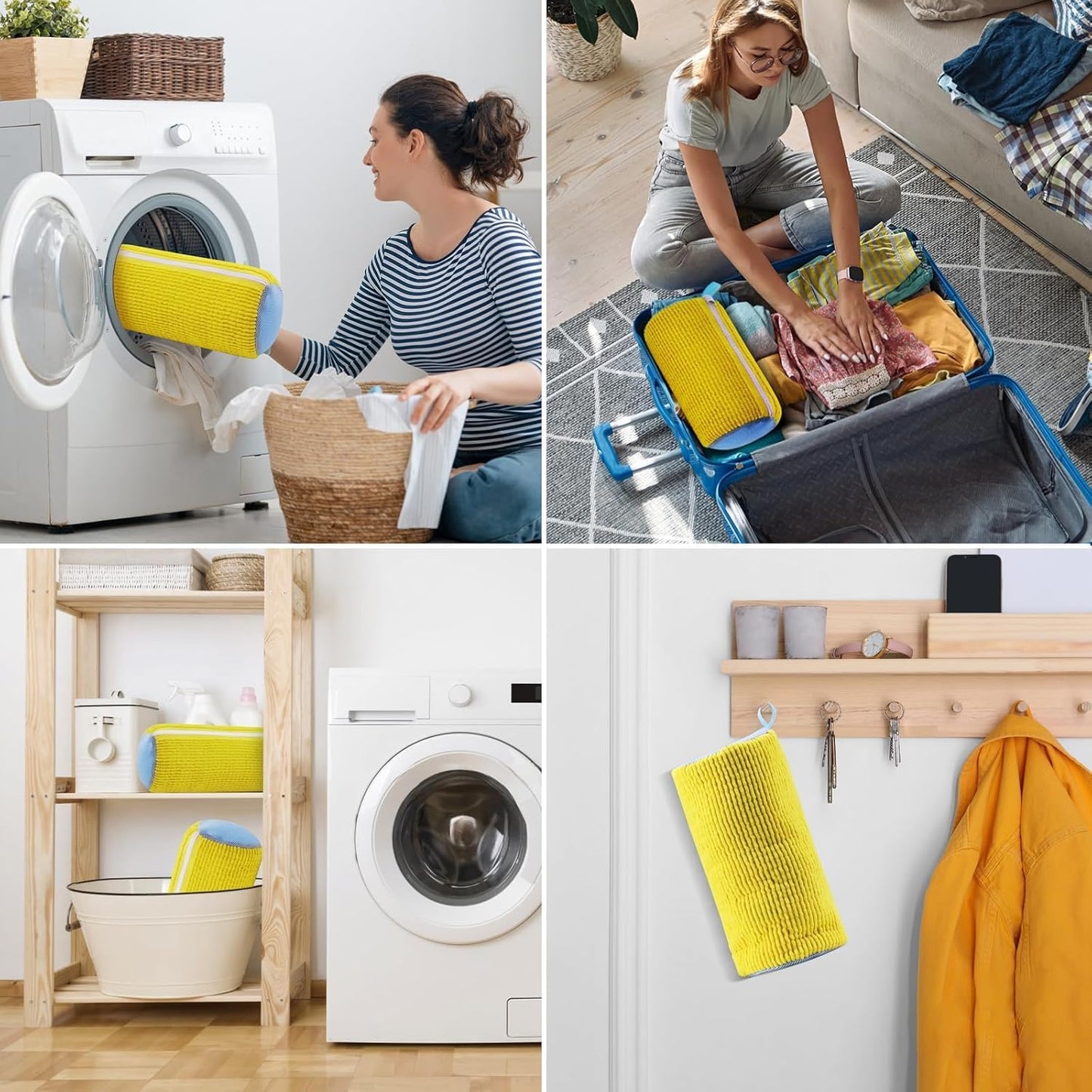 Shoe Bag Washing Machine, Invisible Zipper Side Opening Shoe Washing Bag for Washer and Dryer, Shoe Laundry Bags for Sneakers, Reusable Shoe Cleaning Bag for All Shoe Sizes