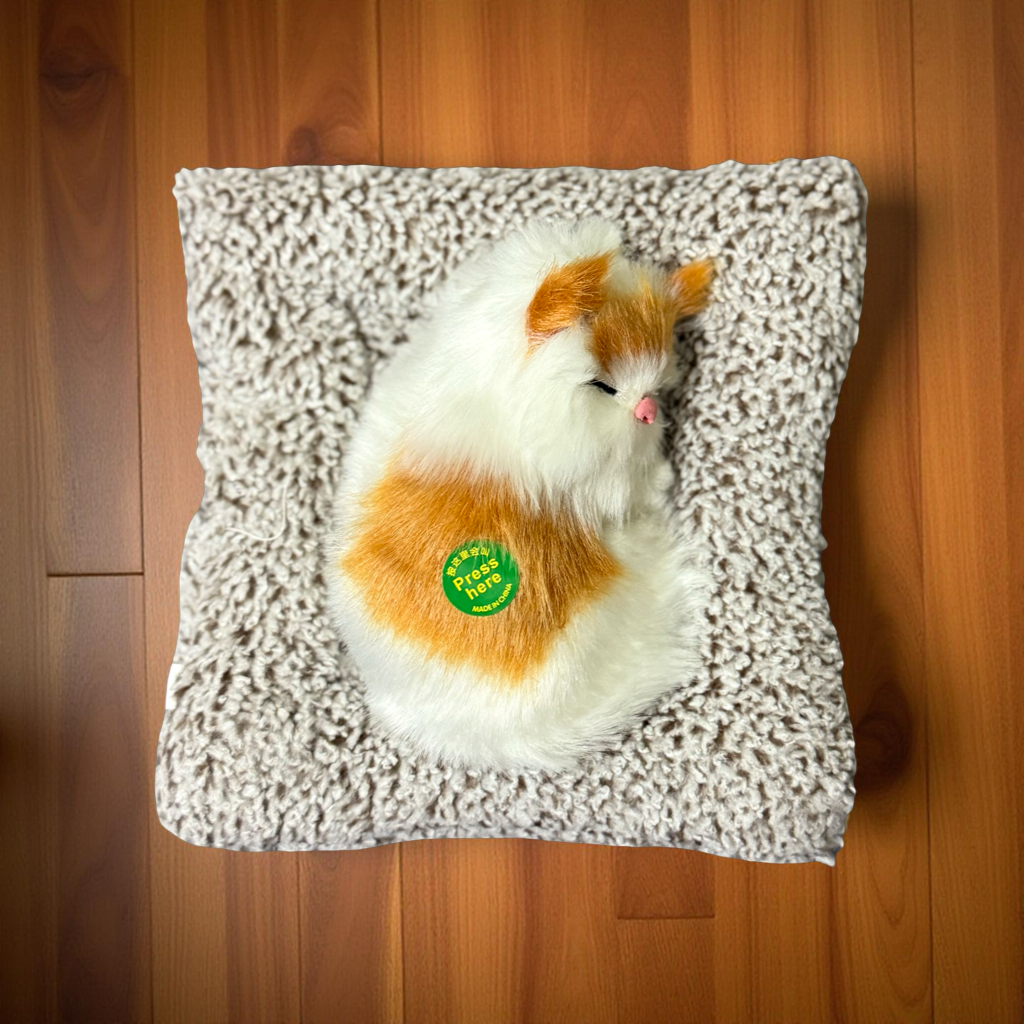 Sleeping Cat Toy with Sound | Soft Plush Cat Animal Toy for Children | Press Activated Realistic Sounds