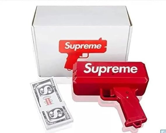 Super Money Gun Cash Cannon for Wedding, Parties and Fun – Includes 100 Fake Dollars Supreme Money Gun Cash