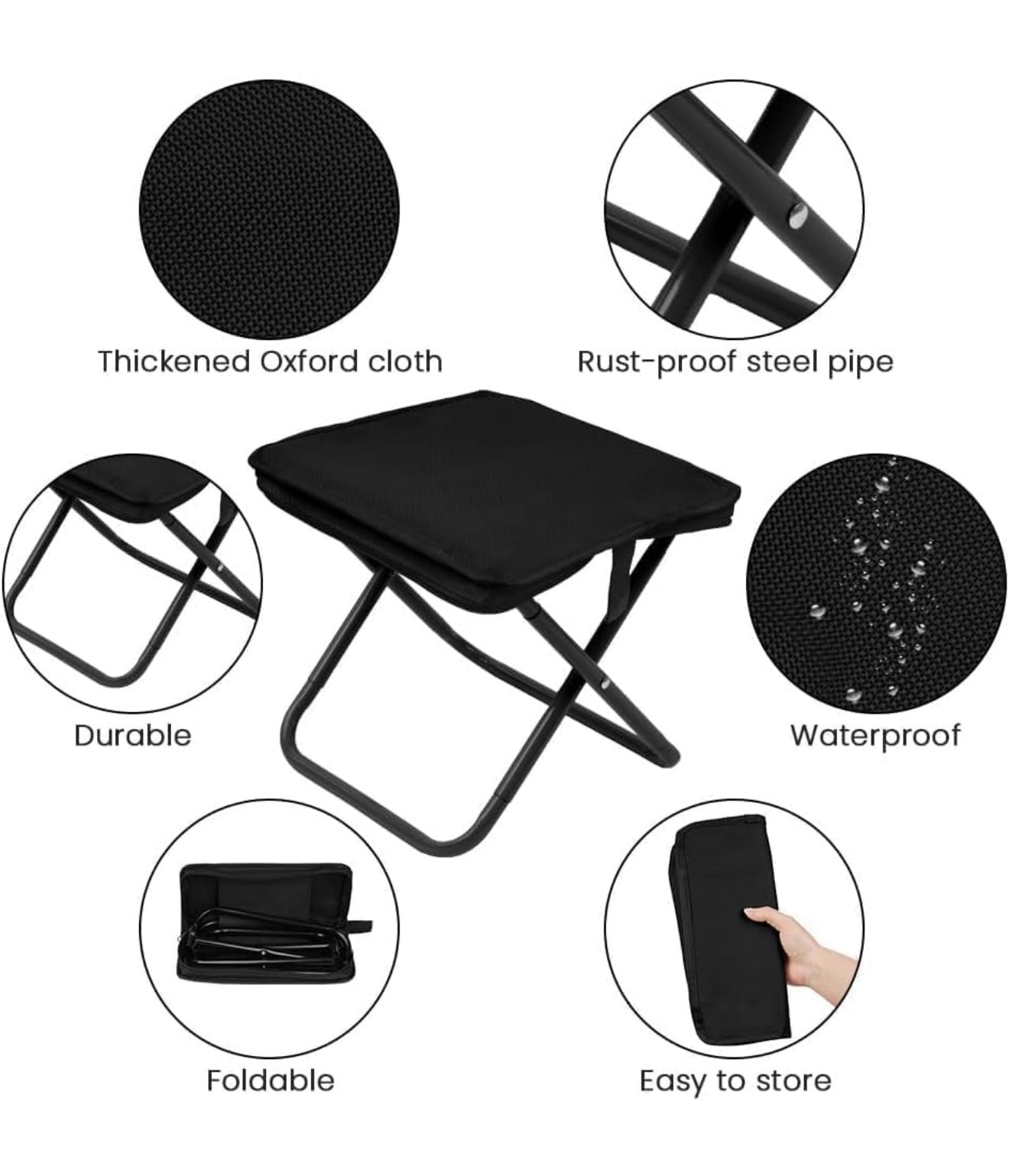 Folding Stool, Mini Outdoor Camping Stool, Portable Small Foldable Lightweight Hunting Seat with Zippered Carrying Bag, Folding Slacker Chairs for Fishing Travelling Picnics