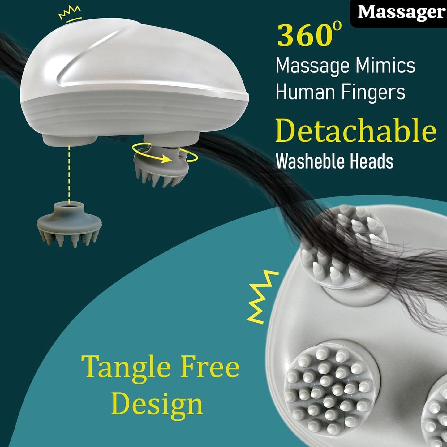 Gadgets World Head Massager, Scalp Massager for Hair Growth, Head Massage with Kneading Technique, Multicolour