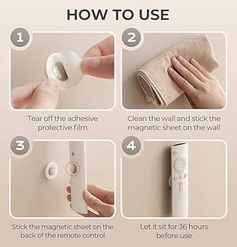 4Pcs Magnetic Remote Control Holder Wall Mount, Hole Free TV Remote Holder Self-Adhesive, Remote Control Holder Organizers for Tv Backside As Well As Fan and Air Conditioner