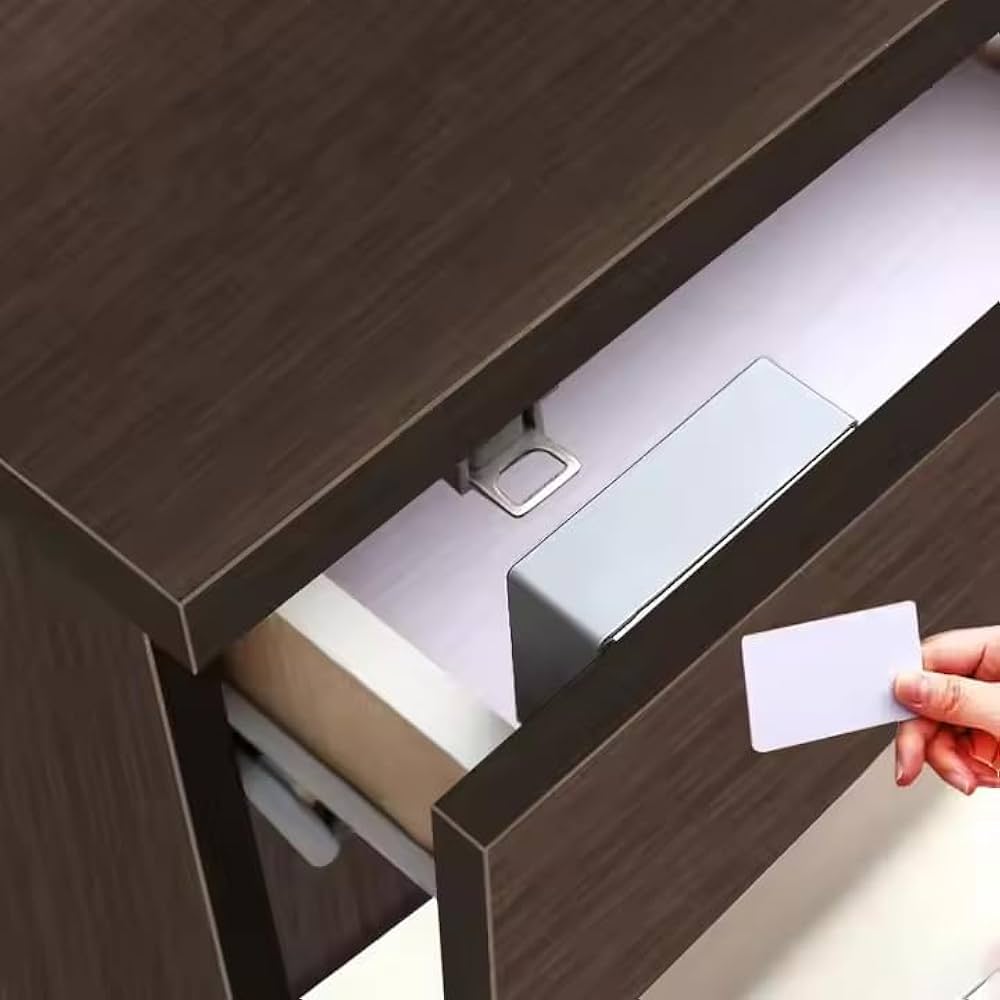 Intelligent Electronic Locks Invisible Sensor Cabinet Padlock Safety Protection Unlock Drawer Door Home Hardware, Smart Cabinet Lock, Electronic RFID Card Opening for Wardrobe