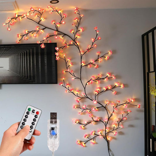 LED Tree Branch Lights for Wall, Cherry Blossom Willow Vine Twig Decor Garland,8 Lighting Modes,Christmas Decorations Indoor for Home Wall Door Window