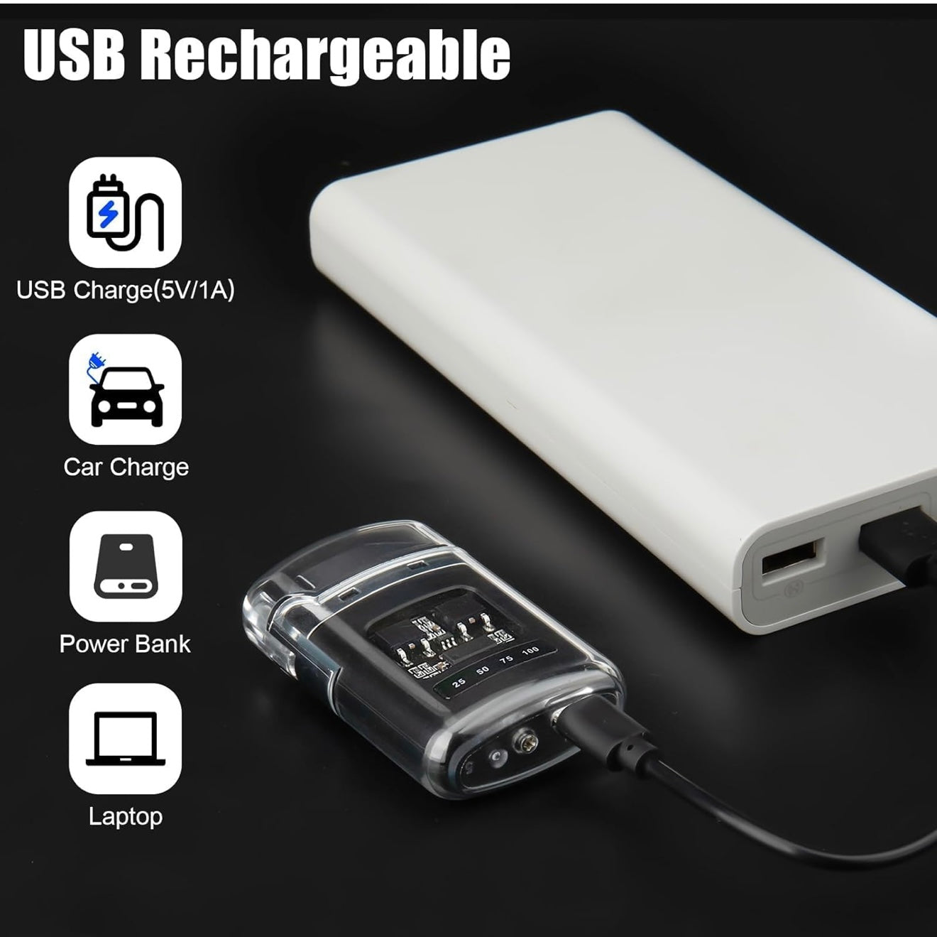 Waterproof USB Rechargeable LED Flashlight Lighter – Transparent Keychain Torch with Plasma Arc, Windproof Flameless Mini Lantern for Outdoor, Camping, Hiking & Survival