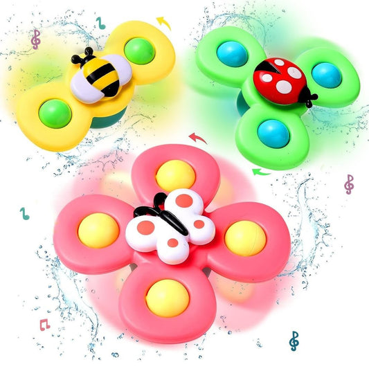 Suction Spinner Toy for Baby Bath Toys Water Toys for Kids Fidget Spinner Spinning Sensory Toddler Infant Flight Travel Toy Stick to Car Window Table Chair Birthday Return Gift for Kids 3 Pcs