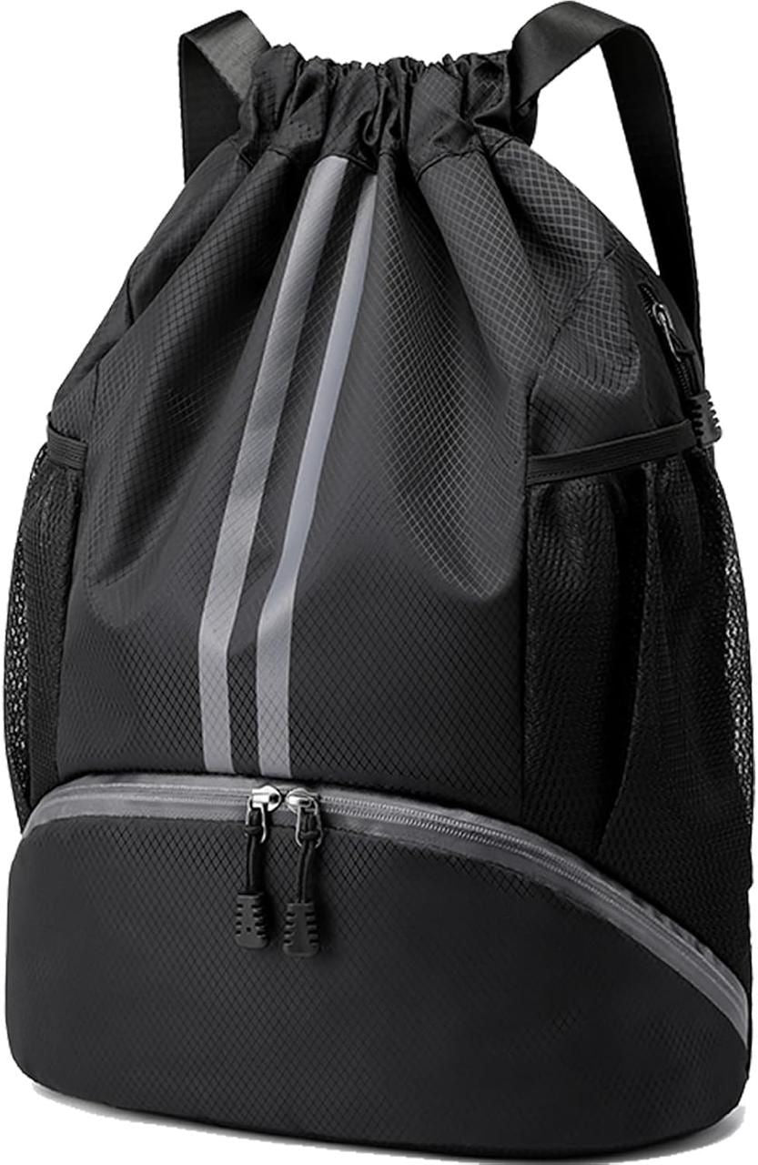 Sports Drawstring Bag Backpack for Men Women - Basketball Bag Gym Backpack Dedicated Shoe Compartment | Waterproof Large Space Gym Bag
