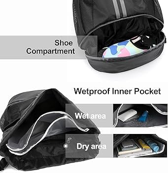 Sports Drawstring Bag Backpack for Men Women - Basketball Bag Gym Backpack Dedicated Shoe Compartment | Waterproof Large Space Gym Bag