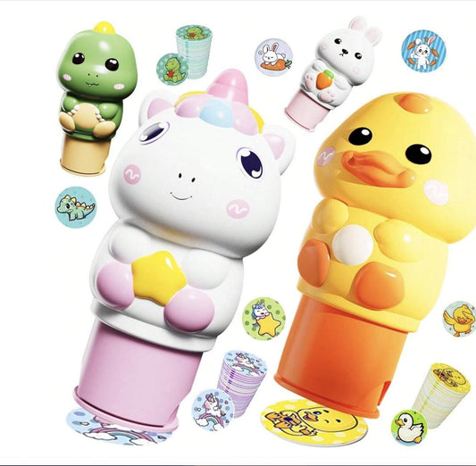 Sticker Stamper Activity Kit for Kids Creative Arts and Crafts Set with Easy to Use Stampers and Colorful Stickers at Home School Travel Ideal Gift for Boys and Girls