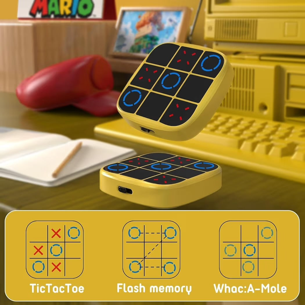 Tic Tac Toe Bolt Game 4-in-1 Handheld Portable Electronic Toy, Educational Board Games Puzzle for Kids and Adults, Perfect for Travel, Road Trips, and Birthday Gifts - Fun Memory Game