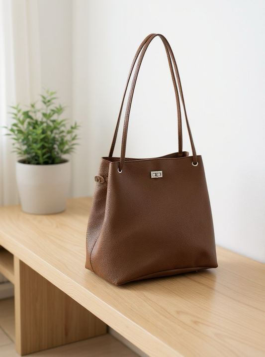 Elegant Leather-Finish Tote Bag – Timeless Style, Everyday Function
