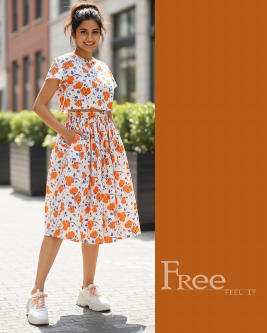Blossom Breeze... Crop Top & Skirt.. Co-Ord Set