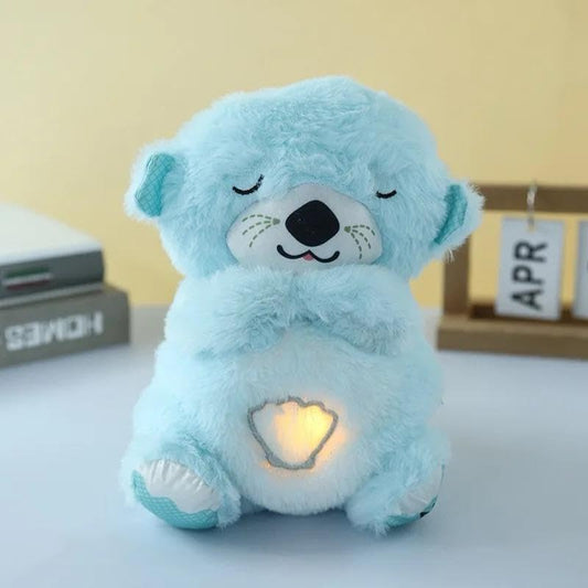 Portable Plush Stuffed Animal Toy Breathing Teddy Bear with Music, Sound, Light and Breathing Motion Breathing Teddy Bear Soft Toy for Kids or Baby