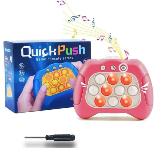 Quick Push Light Up Pop Game Console, Musical Fidget Toy, Sensory Push Pop Bubble Puzzle Game for Kids and Adults