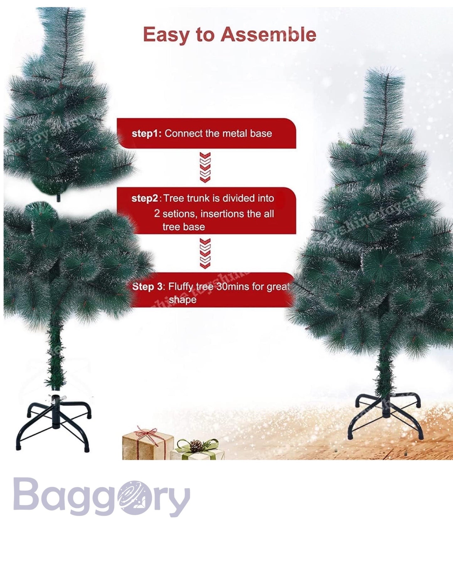 Snow Pine Christmas Tree Celebration Decoration Indoor Outdoor X-mas Santa Claus Tree Heavy with Metal Base 4/5/6 Feet