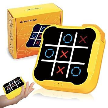 Tic Tac Toe Bolt Game 4-in-1 Handheld Portable Electronic Toy, Educational Board Games Puzzle for Kids and Adults, Perfect for Travel, Road Trips, and Birthday Gifts - Fun Memory Game